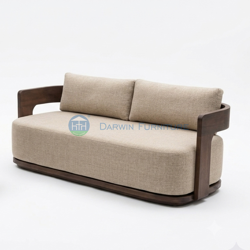 Modern Premium Solid Teak Wood Outdoor Sofa All Weather Wooden Patio Sofa Set