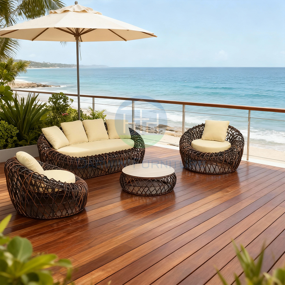 Luxury Thick-Weave Rattan Outdoor Sofa Set