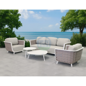 Luxury Modern Woven Strap Garden Furniture Outdoor Sofa Set