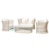 Modern Outdoor PE Rattan Patio Furniture Set with Sintered Stone Tabletop Waterproof Fabric