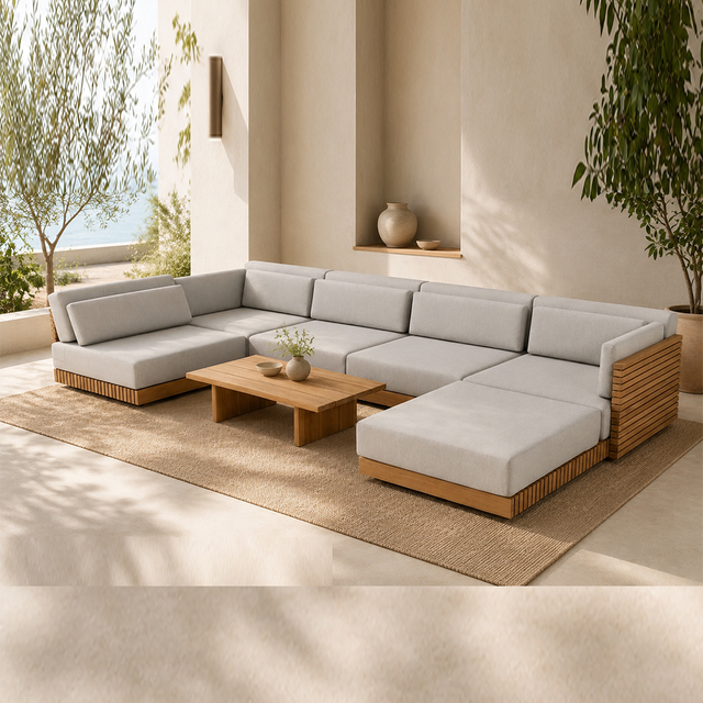 Luxury All Weather Wooden Outdoor Sofa Set