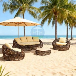 Luxury Thick-Weave Rattan Outdoor Sofa Set