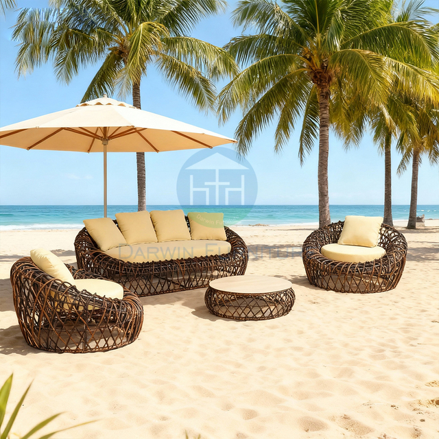 Luxury Thick-Weave Rattan Outdoor Sofa Set