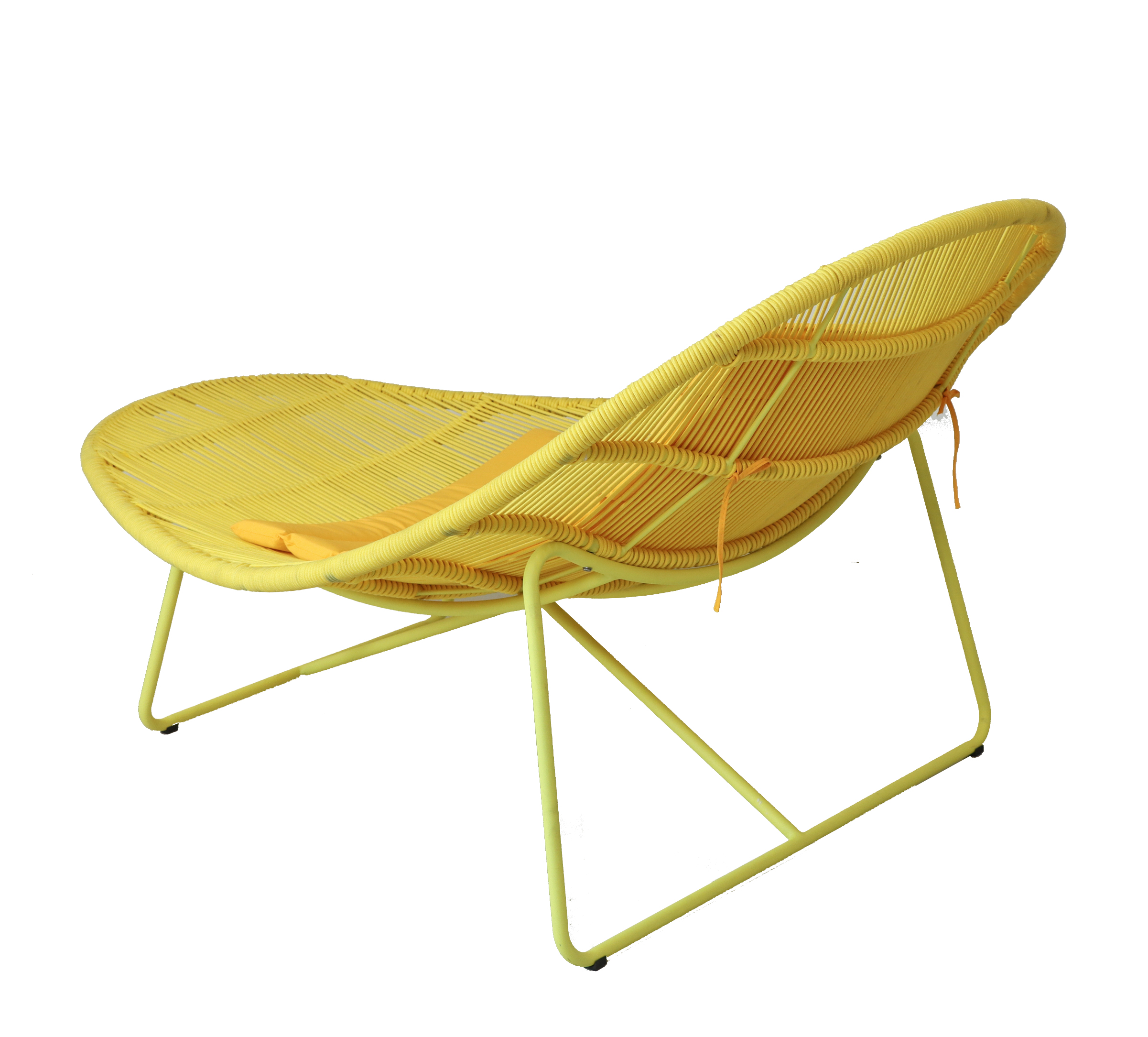 Modern Round Rope Woven Outdoor Sun Lounger with Vibrant Cushion