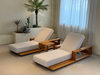 Premium Teak Wood Outdoor Sun Lounger with Luxury Adjustable Backrest And Thickened Cushion