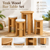Modern Teak Wood Bar Stool with Velvet Seat