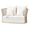 Modern Outdoor PE Rattan Patio Furniture Set with Sintered Stone Tabletop Waterproof Fabric