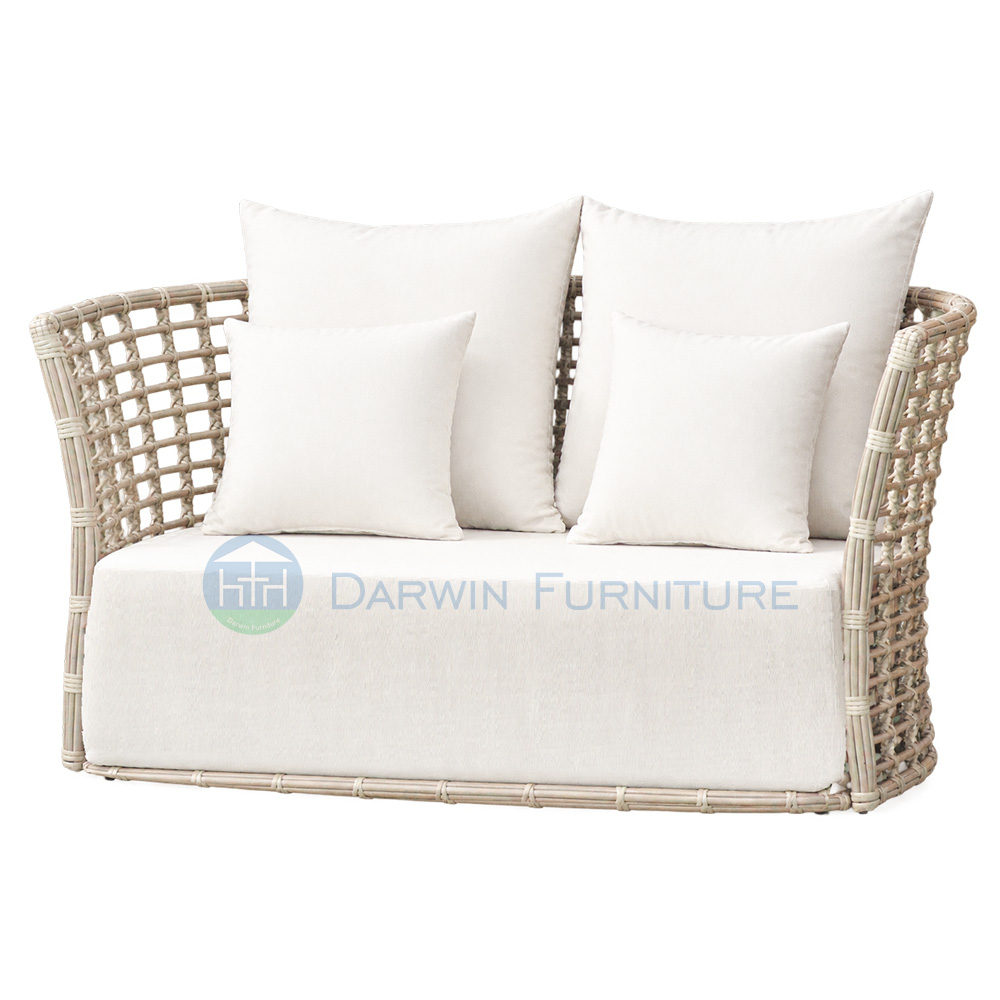 Modern Outdoor PE Rattan Patio Furniture Set with Sintered Stone Tabletop Waterproof Fabric
