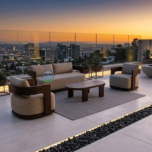 Modern Premium Solid Teak Wood Outdoor Sofa All Weather Wooden Patio Sofa Set