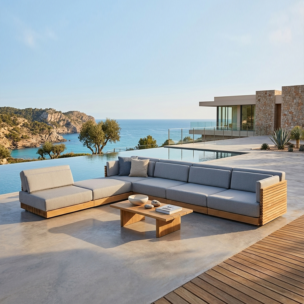Luxury All Weather Wooden Outdoor Sofa Set