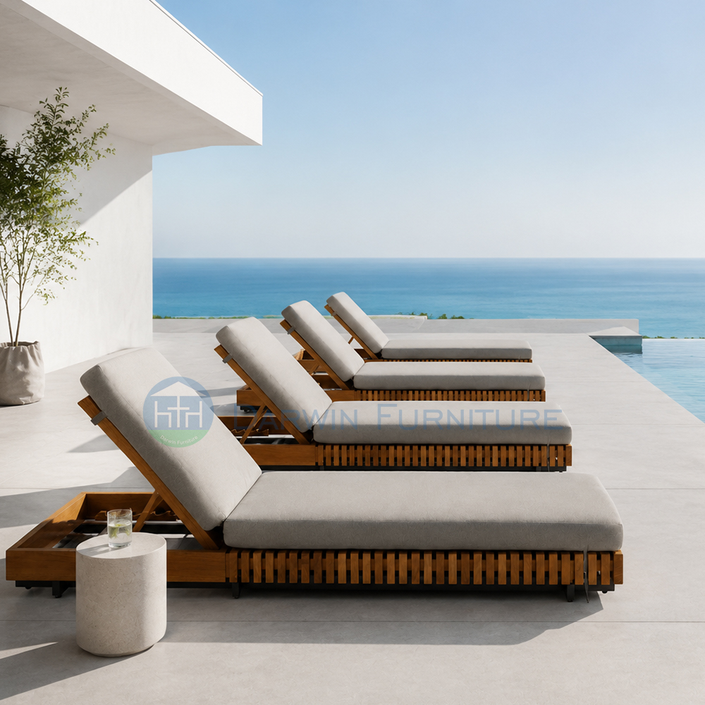 Premium Teak Wood Outdoor Sun Lounger 