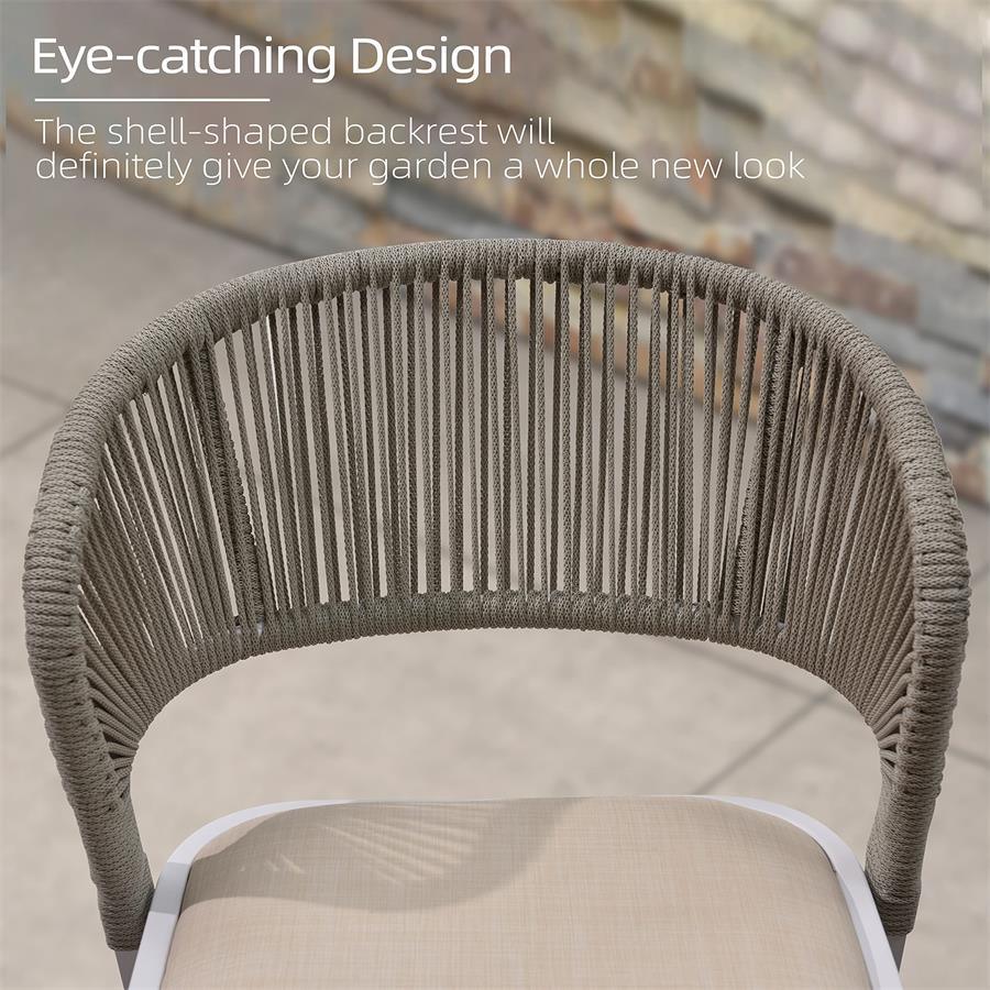 Commercial-Grade Rope Woven Outdoor Aluminum Bar Chair