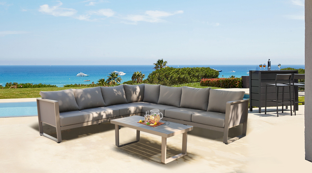 L-Shaped Aluminum Outdoor Sectional Sofa Set