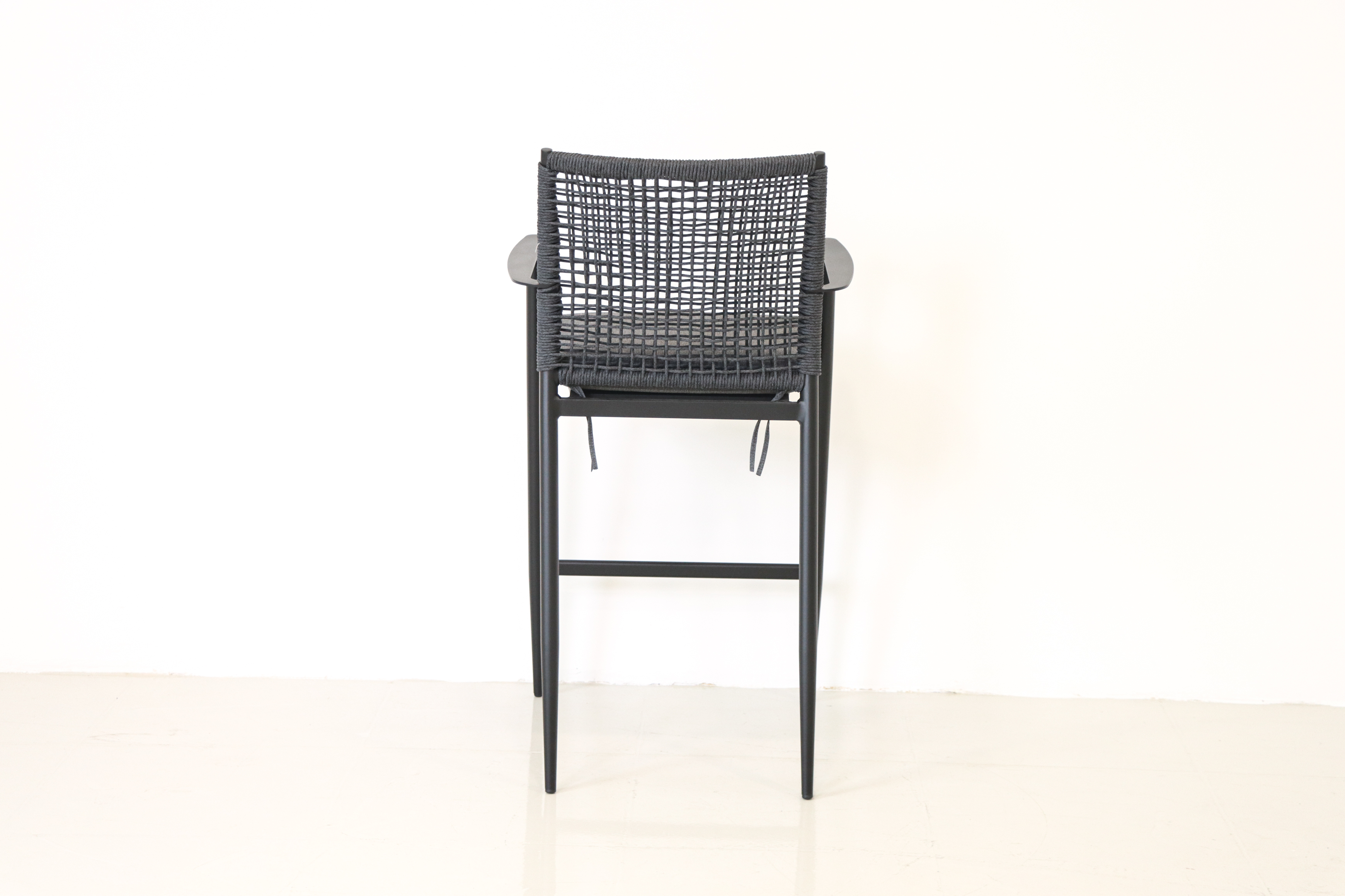 Modern Outdoor Commercial Dining Bar Chair Cushion Durable Knock Structure Aluminum Frame Rope Weaving Panel Style Home Office