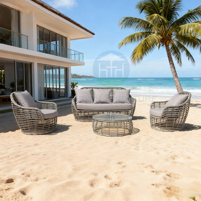 Luxury Thick-Weave Rattan Garden Furniture Outdoor Sofa Set