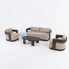 Modern Premium Solid Teak Wood Outdoor Sofa All Weather Wooden Patio Sofa Set