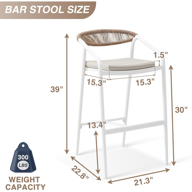 Aluminum Frame Rope Woven Commercial Outdoor Bar Chair