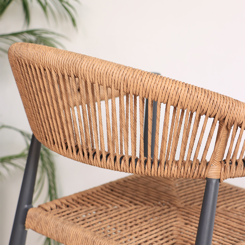 Nordic Minimalist Rope-Woven Outdoor Aluminum Bar Chair