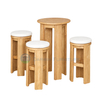 Modern Teak Wood Bar Stool with Velvet Seat