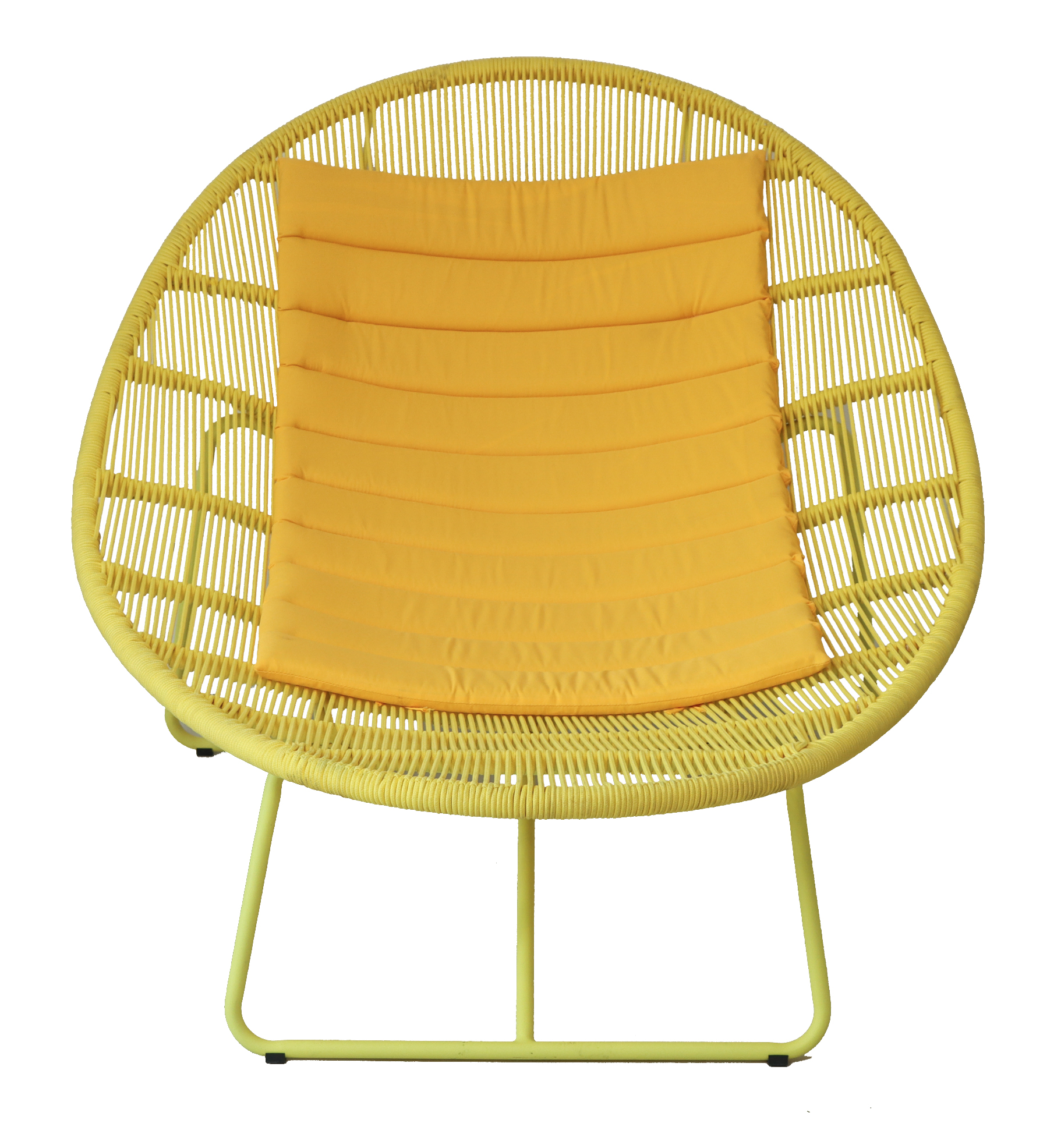 Modern Round Rope Woven Outdoor Sun Lounger with Vibrant Cushion