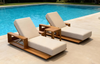 Premium Teak Wood Outdoor Sun Lounger with Luxury Adjustable Backrest And Thickened Cushion