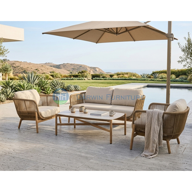 Commercial Grade Solid Wood Outdoor Furniture Sofa Set