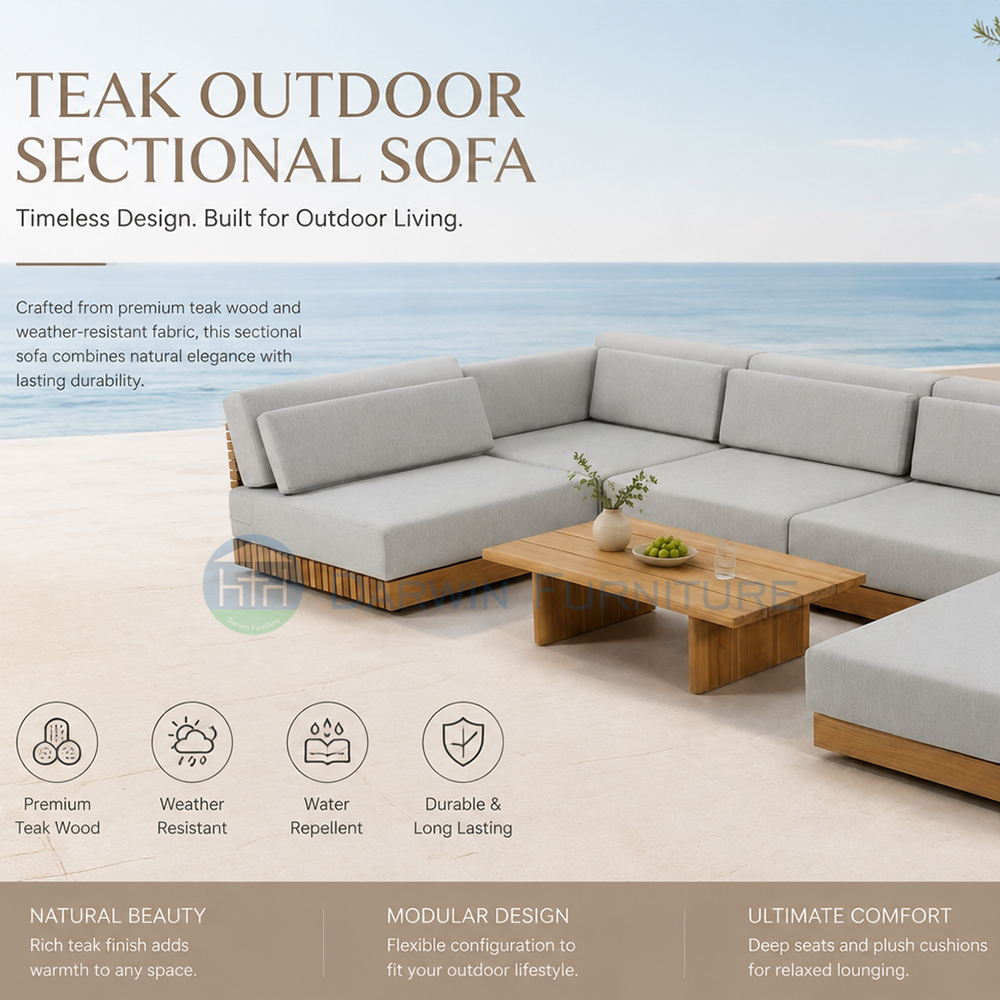 Luxury All Weather Wooden Outdoor Sofa Set